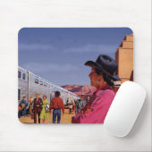  Indiaan op een treinstation Muismat (Met muis)