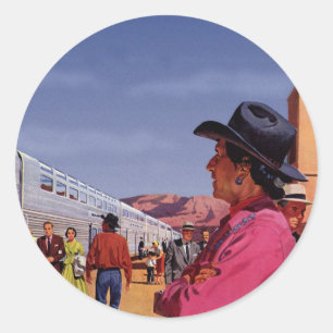 Indiaan op een treinstation Ronde Sticker