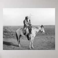 Indiaan te paard, 1907. Oude foto