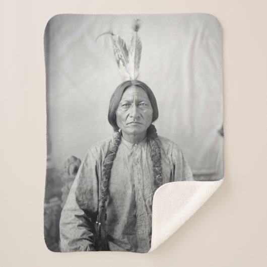 Indiaans icoon: Lakota leider Sitting Bull Sherpa Deken (Voorkant)