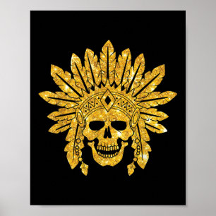 Indiaans - Indiaans - Schedel - Authentiek - Oorlo Poster