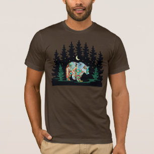 Indiaans patroon beren in boslandschap t-shirt