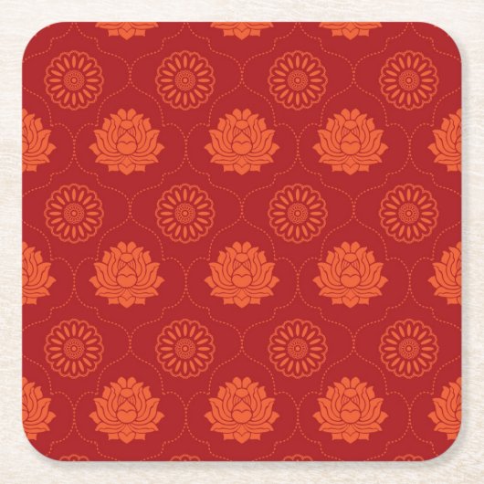 Indiaans patroon vierkante kartonnen onderzetter (Voorkant)