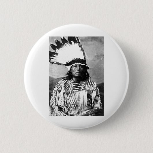 Indiaans  portret ronde button 5,7 cm (Voorkant)