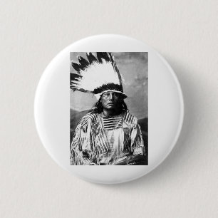 Indiaans portret ronde button 5,7 cm