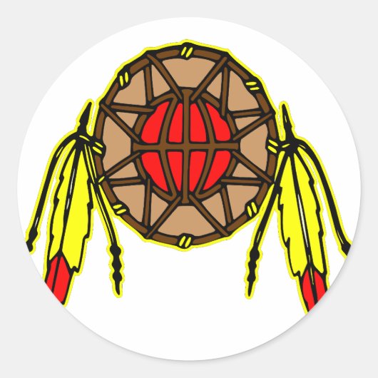 Indiaans Ronde Sticker (Voorkant)