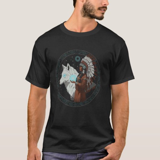 Indiaanse Amerikaanse Dag Pride Tribal Wolf Ameri T-shirt (Voorkant)