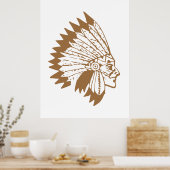 Indiaanse Chief Boho Indiase Apache Poster (Keuken)