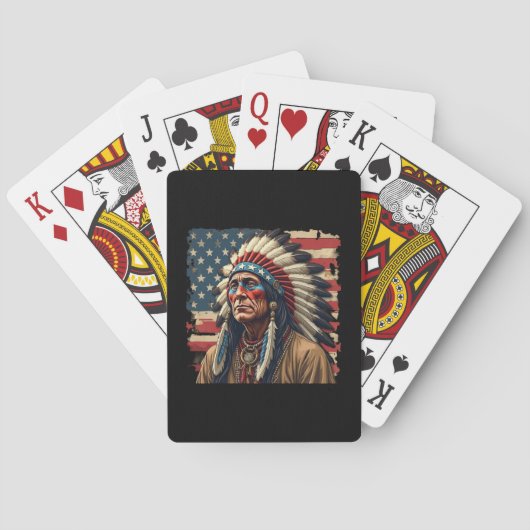 Indiaanse Chief Patriotic American Pokerkaarten (Achterkant)