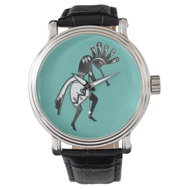 Indiaanse cultuur - Dansk Kokopelli 1 Horloge (Voorkant)