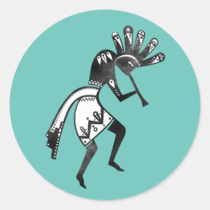 Indiaanse cultuur - Dansk Kokopelli 1 Ronde Sticker