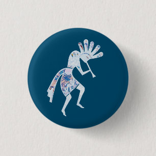 Indiaanse cultuur - Dansk Kokopelli 4 Ronde Button 3,2 Cm