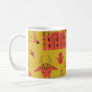 Indiaanse elementen, met de hand getekend . koffiemok