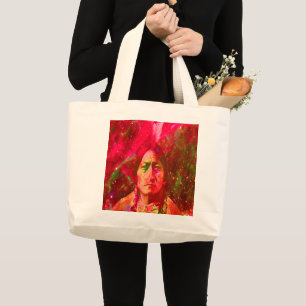 Indiaanse Geest van Sitting Bull Grote Boodschappe Tote Bag