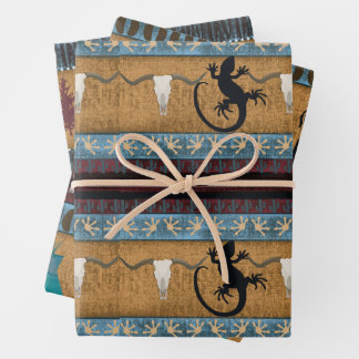 Indiaanse gekko, buffel & uil inpakpapier vel