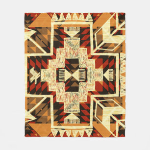 Indiaanse,  handgetekende Abstract. Fleece Deken