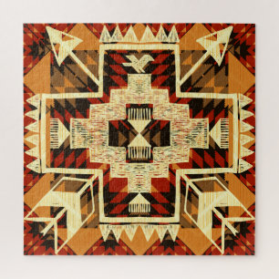 Indiaanse, handgetekende Abstract. Legpuzzel