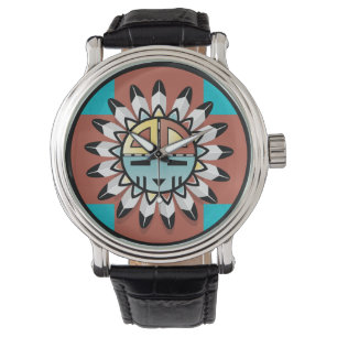 Indiaanse Hopi Kachina Tribal Art Design Horloge