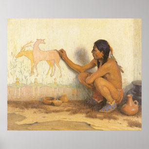Indiaanse indianenartiest door Couse Poster