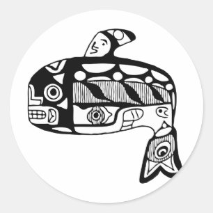 Indiaanse Tlingit walvis Ronde Sticker