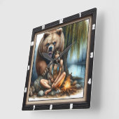 Indiaanse vrouw Beer Rock Vierkante Klok (Hoek)