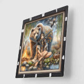 Indiaanse vrouw Beer Wilderness Vierkante Klok (Hoek)