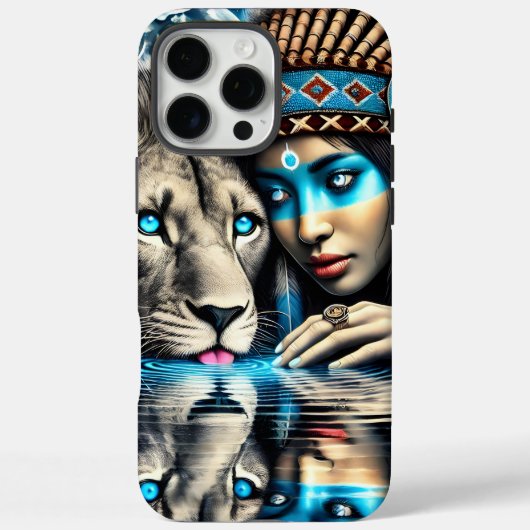 Indiaanse vrouw en trouwe leeuw Case-Mate iPhone case (Achterkant)