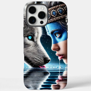Indiaanse vrouw en trouwe wolf iPhone 16 pro max hoesje