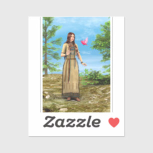 Indiaanse vrouw en vogel sticker