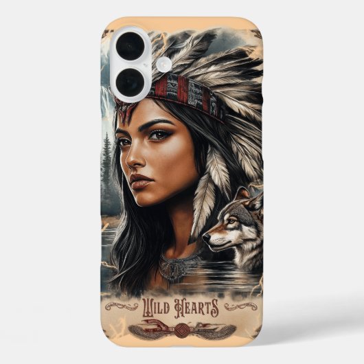 Indiaanse vrouw en wolf ontwerp Case-Mate iPhone case (Achterkant)