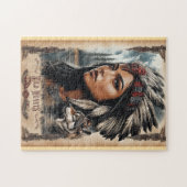 Indiaanse vrouw en wolf  ontwerp legpuzzel (Horizontaal)