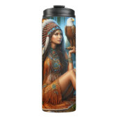 Indiaanse vrouw zonsondergang, adelaarsbaars thermosbeker (Voorkant)