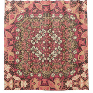 Indiaas abstract medaillonpatroon. Boho en zigeune Douchegordijn