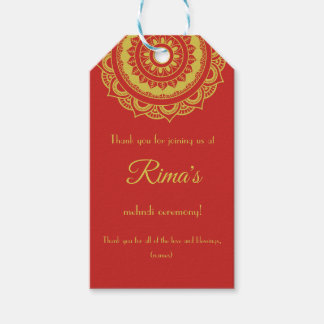 Indiaas Bloemen Goud Mehndi Design Gift Label Cadeaulabel