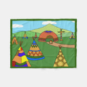 Indiaas dorp fleece deken (Voorkant (Horizontaal))