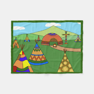 Indiaas dorp fleece deken