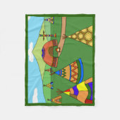 Indiaas dorp fleece deken (Voorkant)