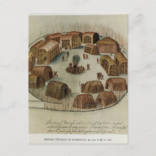 Indiaas dorp Pomeiooc Briefkaart (Voorkant)