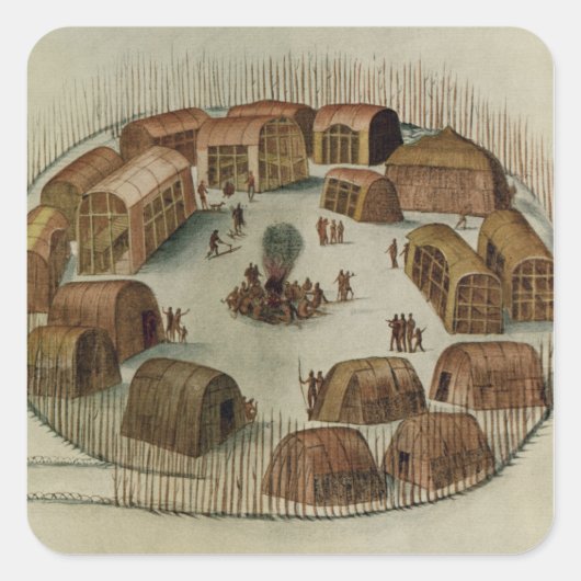 Indiaas dorp Pomeiooc Vierkante Sticker (Voorkant)