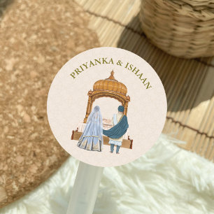 Indiaas echtpaar traditionele bruiloft ronde sticker
