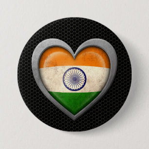 Indiaas effect op het vlees van het heekstaal ronde button 7,6 cm