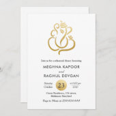 Indiaas | Faux Gold Foil Ganesha Rehearsal Dinner Kaart (Voorkant / Achterkant)