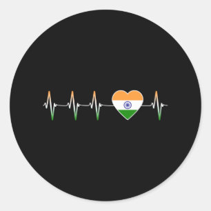Indiaas hartslag Ik hou van India Vlag Hart Land Ronde Sticker