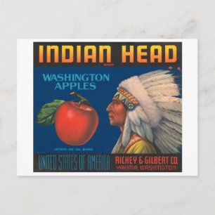 Indiaas hoofd Washington Apples kratellabel Briefkaart