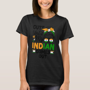Indiaas India Vlag Kute tot mijn Indiër komt T-shirt