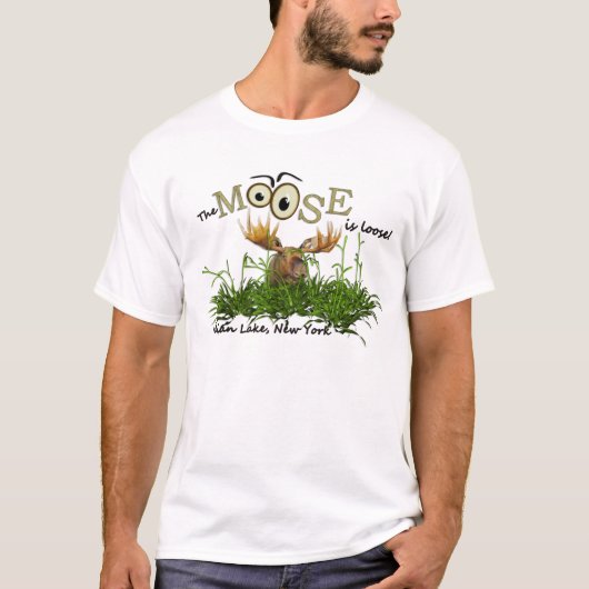 Indiaas meer, NY, "De Moose is los" shirt (Voorkant)