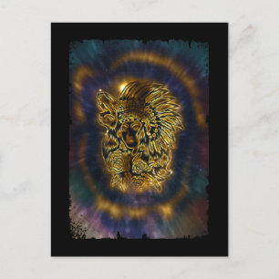 Indiaas meisje Galaxy Howling Wolf Briefkaart