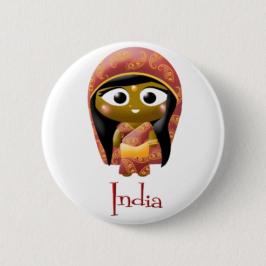 Indiaas meisje ronde button 5,7 cm (Voorkant)