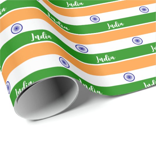 Indiaas pakpapier, Indische vlag patriottisch Cadeaupapier (Rol Hoek)