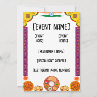 Indiaas restaurant en inauguratie kaart